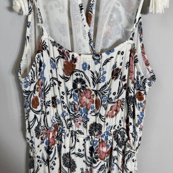 American Eagle Floral Wrap Ruffle Maxi Dress Women's Small Bohemian Tassle Flowy - Picture 11 of 16